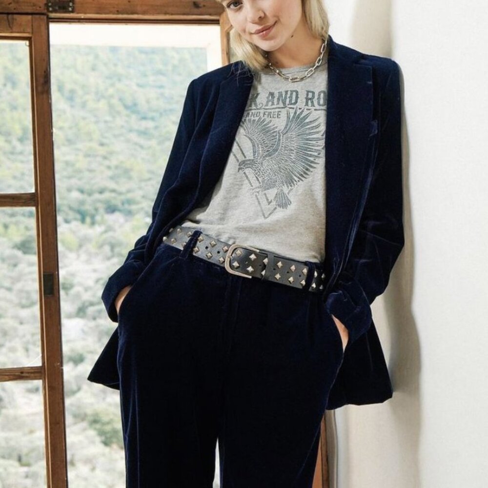 smokey blue velvet PANTS